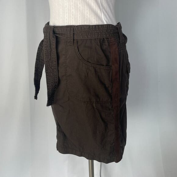 Cargo Mini Skirt Size 10 Brown Tie Belt Cotton Y2K Fairy Grunge Gorp Core Casual - Picture 5 of 11